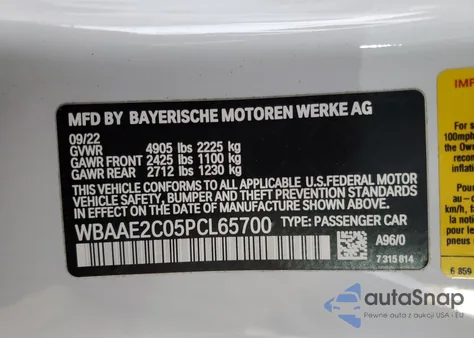 2023 BMW 840 I z USA, uszkodzony, nr VIN WBAAE2C05PCL65700